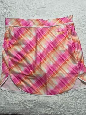 Pebble Beach Golf Dry Luxe Women's Plaid  Skort Lined Pink/ Orange-Size M #586